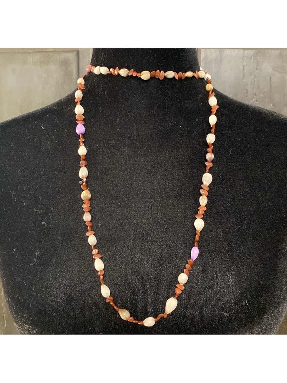 Vintage Job's tears seeds & watermelon seeds, Boho necklace